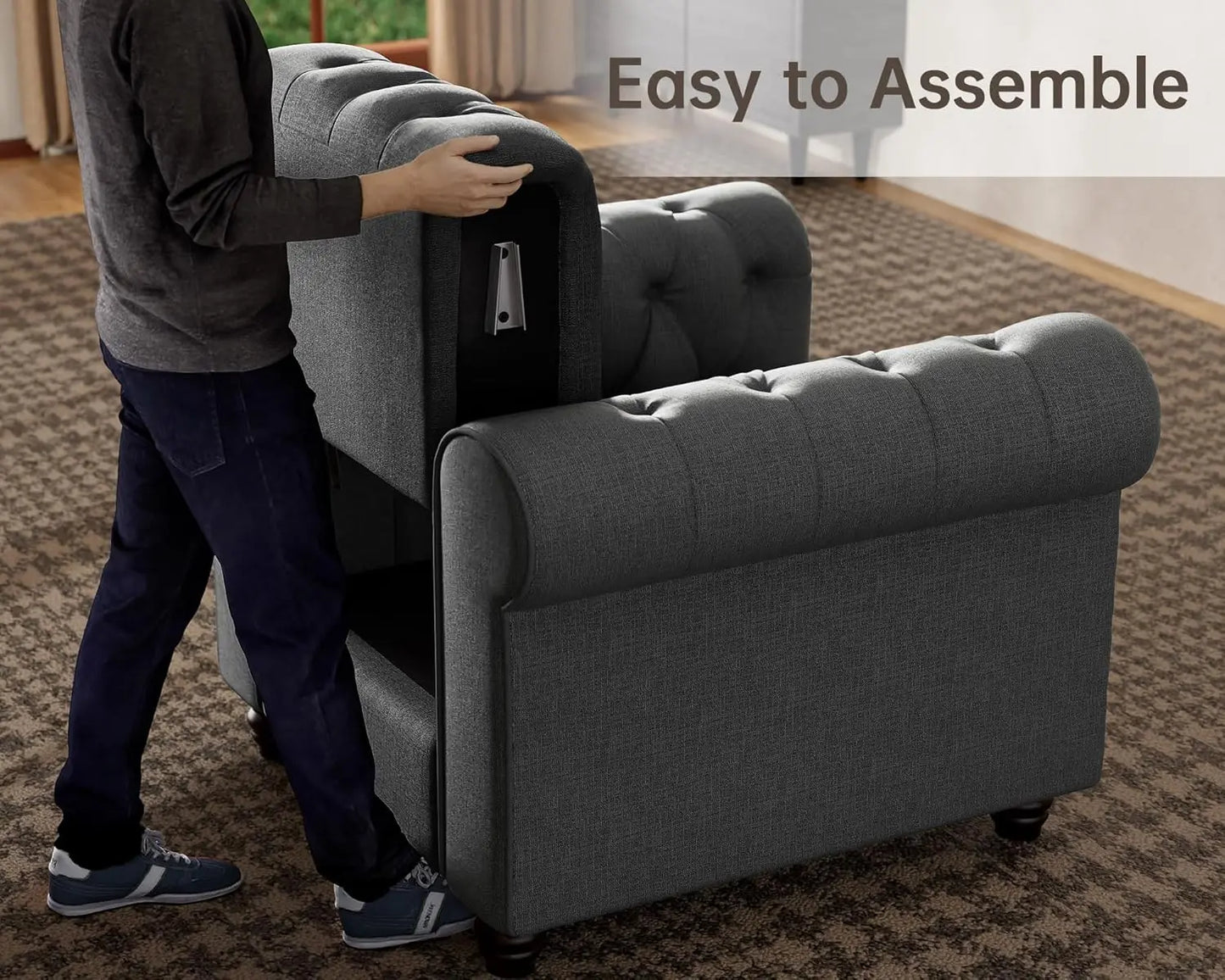 Pet-friendly 60" tufted loveseat sofa kid tested