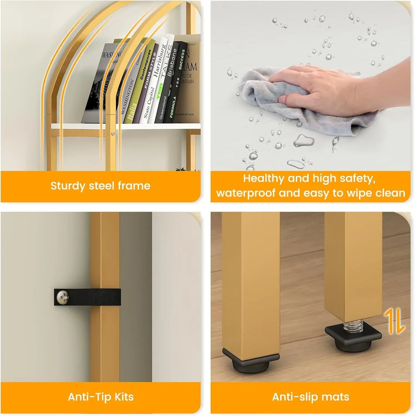 Arched Bookshelves and Bookcases with Display Shelf