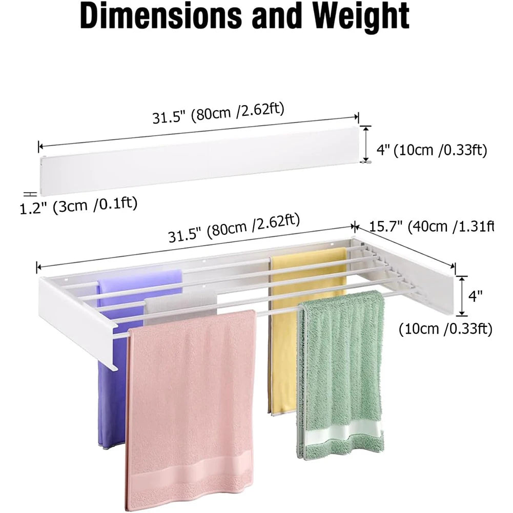 Wall Mounted Clothes Drying Rack Indoor, Retractable