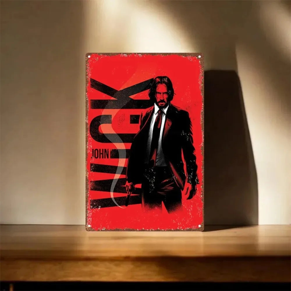 Embossed John Wick Retro Aluminum Wall Sign