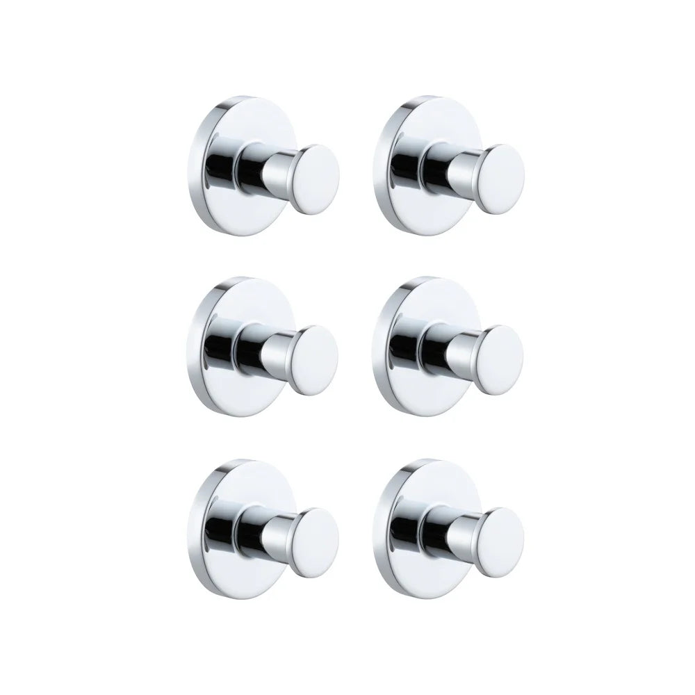 Modern Chrome Bath Hook Set 6 Pack