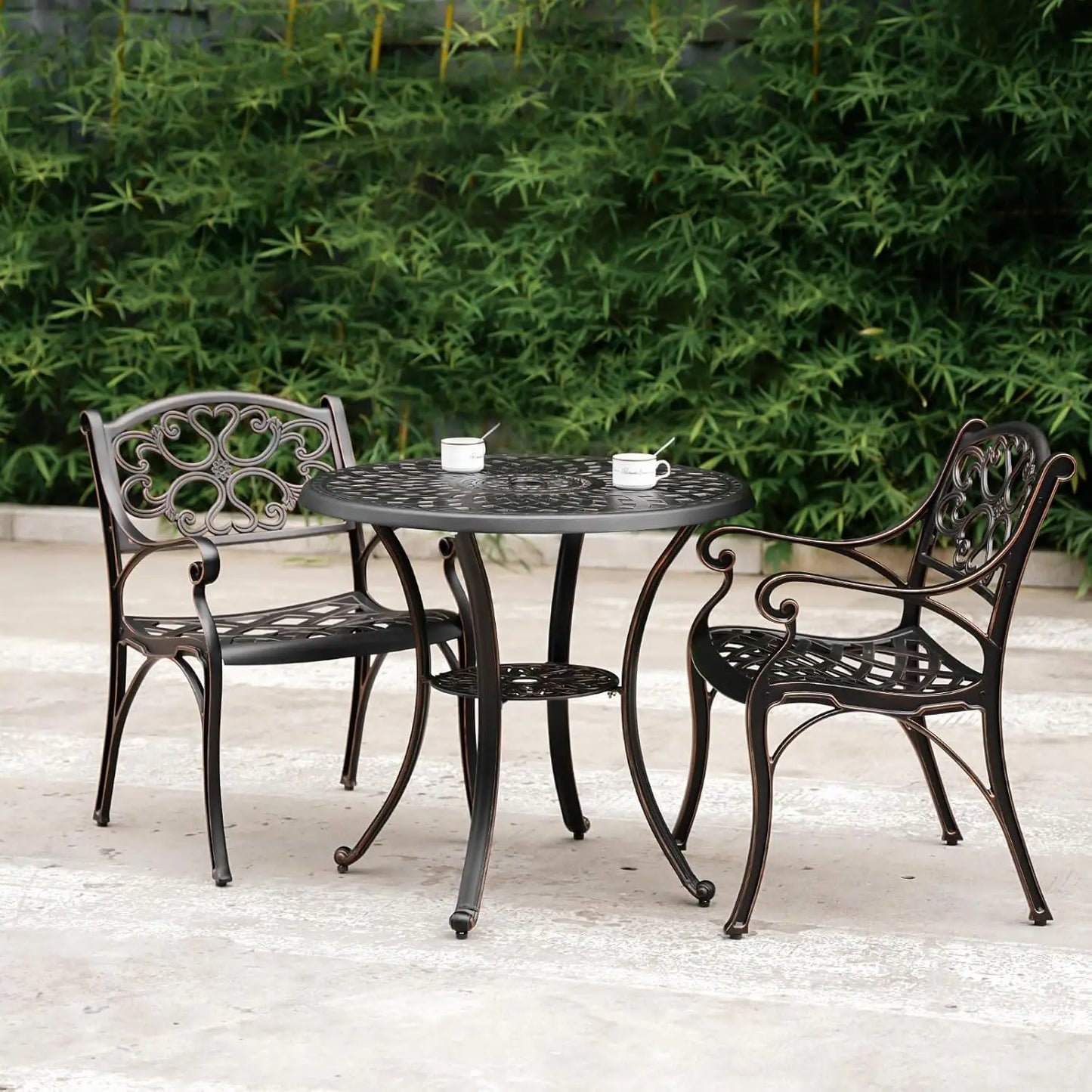 Set of white bistro table and chairs for 2