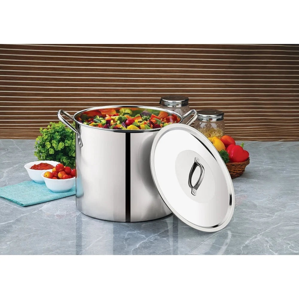 Stainless Steel Stock Pot with Metal Lid