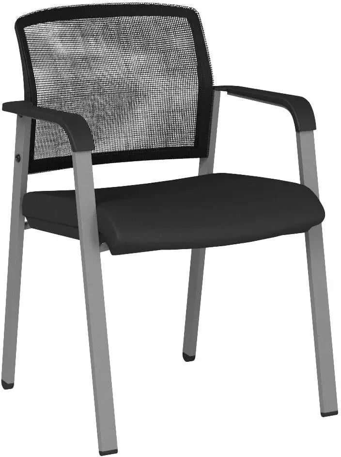 Mesh Back Stacking Arm Chairs Upholstered Fabric