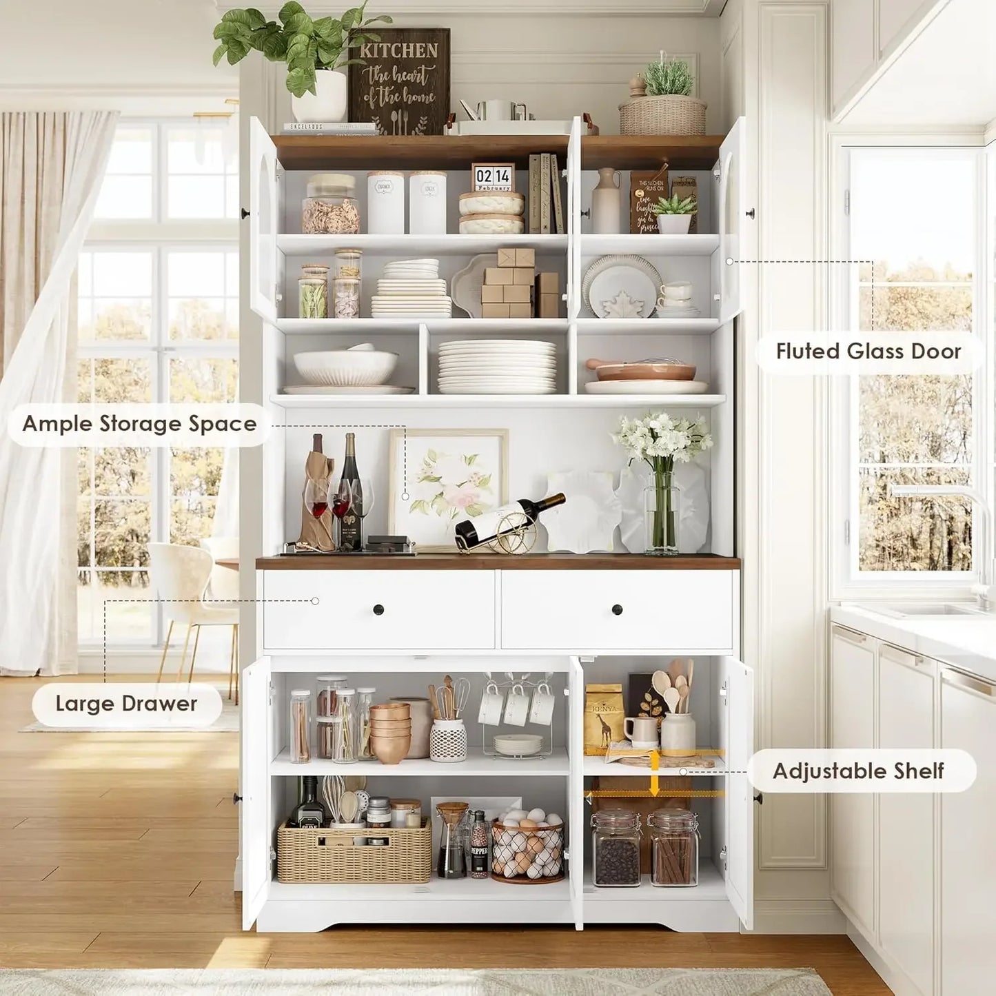 71" Kitchen Pantry Storage Cabinet/Microwave Stand