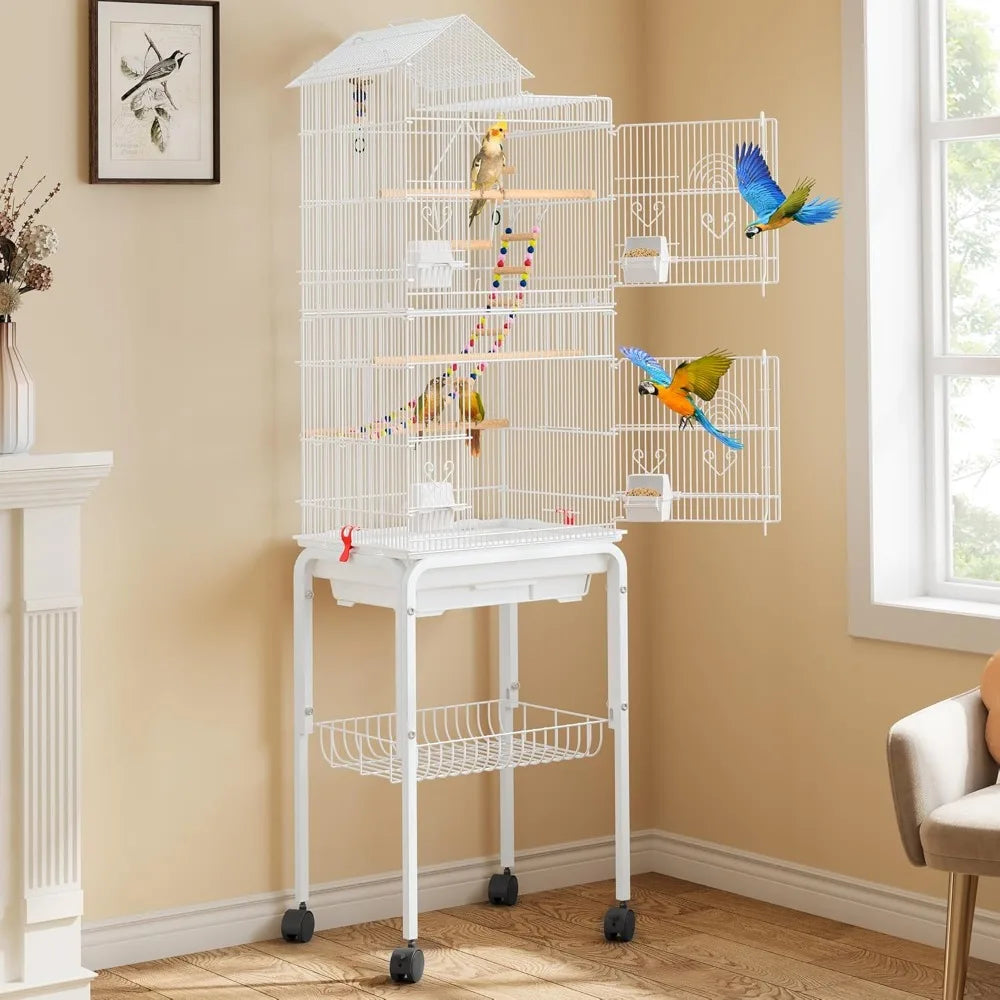 Large 62" Metal Bird Cage with Rolling Stand