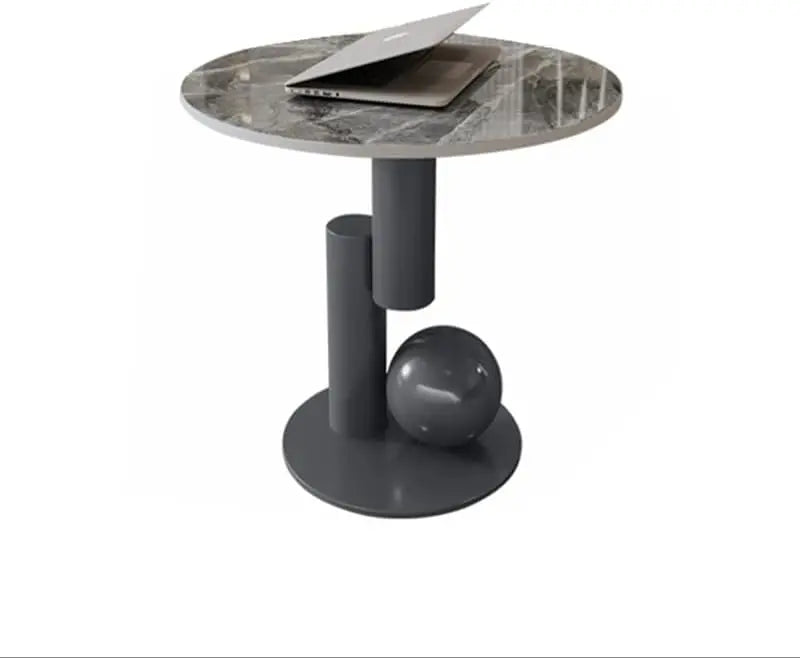 Modern Stone Coffee Table with Abstract Metal Base