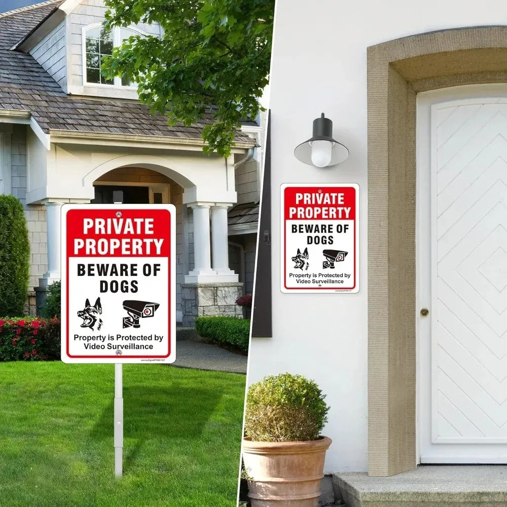 Private Sign - Beware of Dog & Surveillance