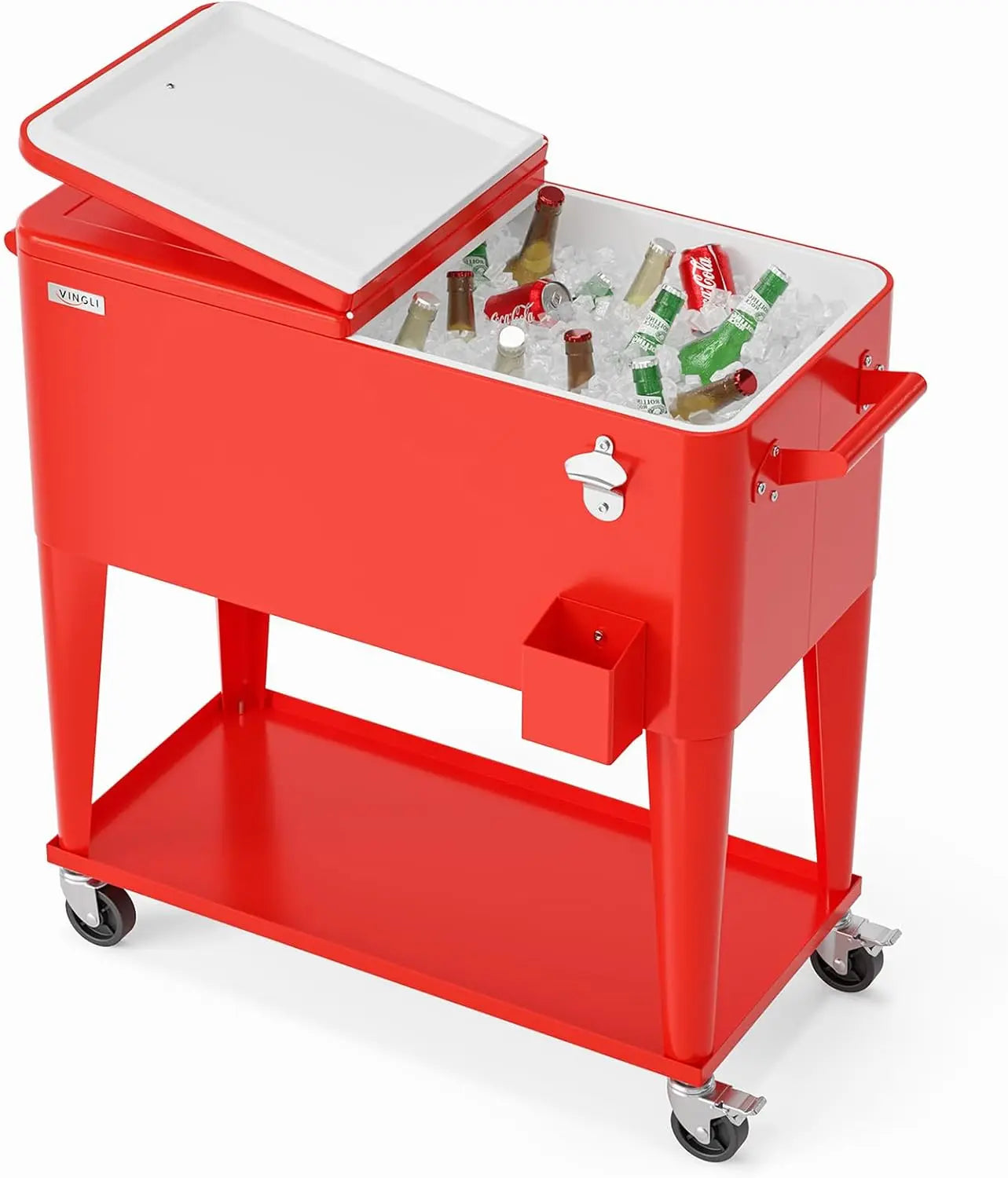 Portable 80qt Rolling Patio Ice Chest
