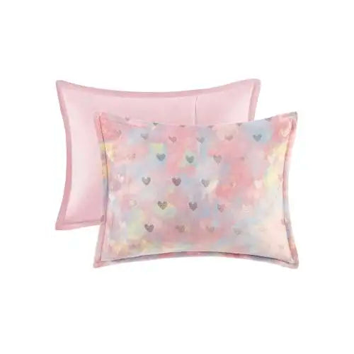 Metallic Printed Plush Comforter Set with Throw Pillow Twin