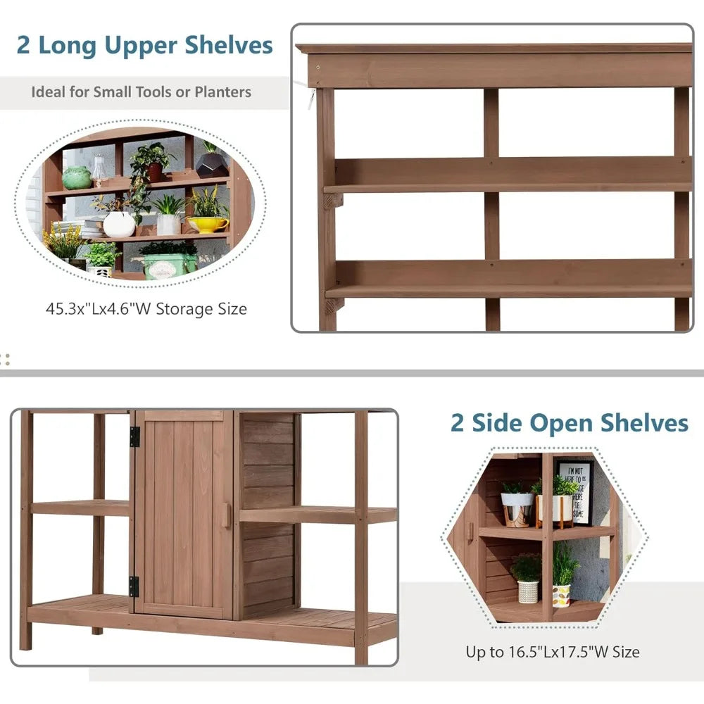 66” Large Outdoor Potting Table with Drawers