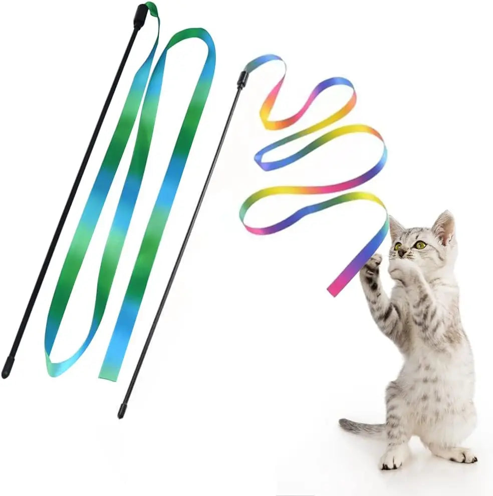 Interactive Cat Rainbow Stick Toy, Teasing String
