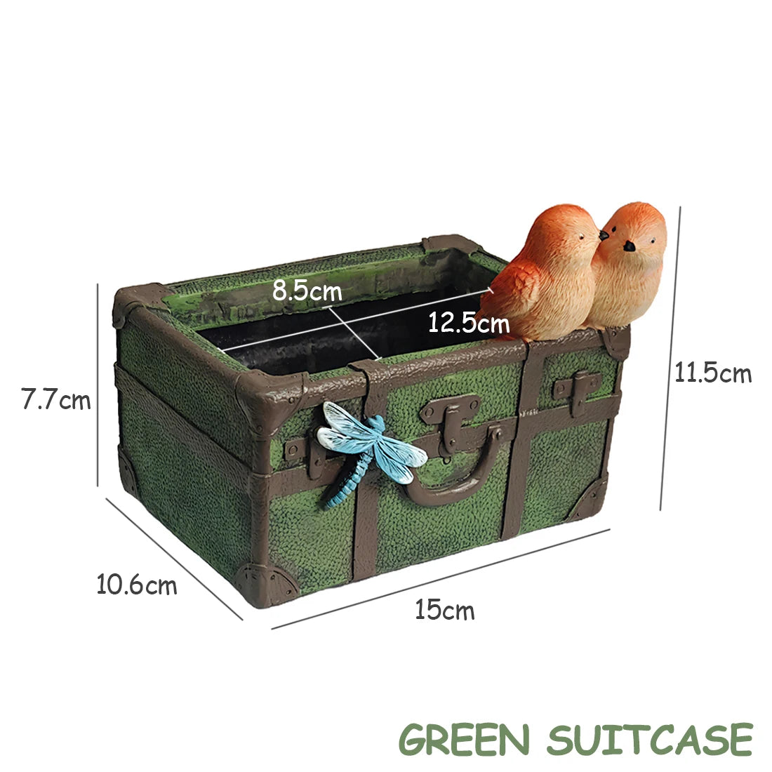Vintage Luggage Resin Succulent Planter Retro Style