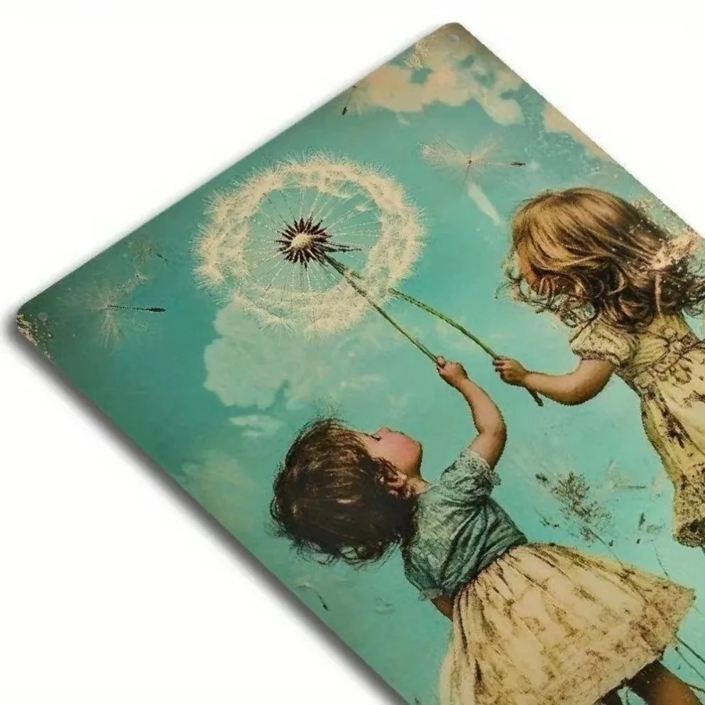 Antique Iron Plate Garden Scene Hanging Art