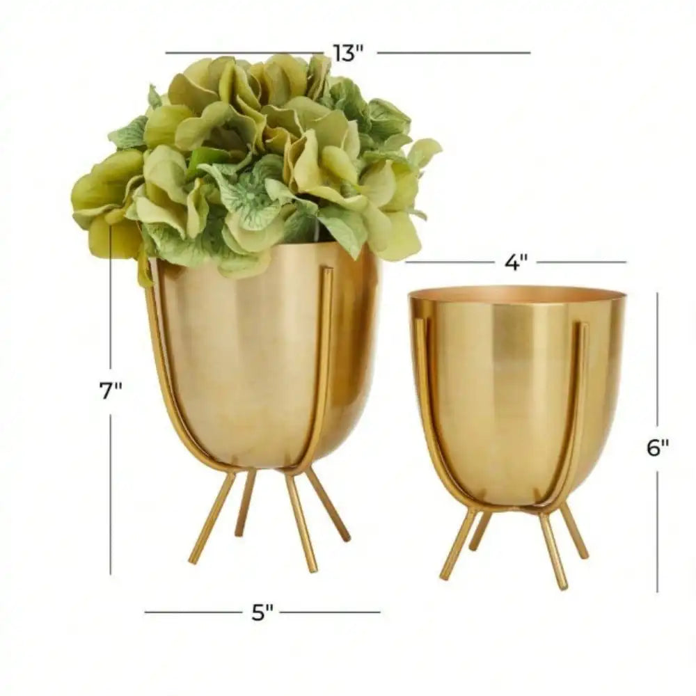 6', 7" Gold Metal Planter Removable Stand