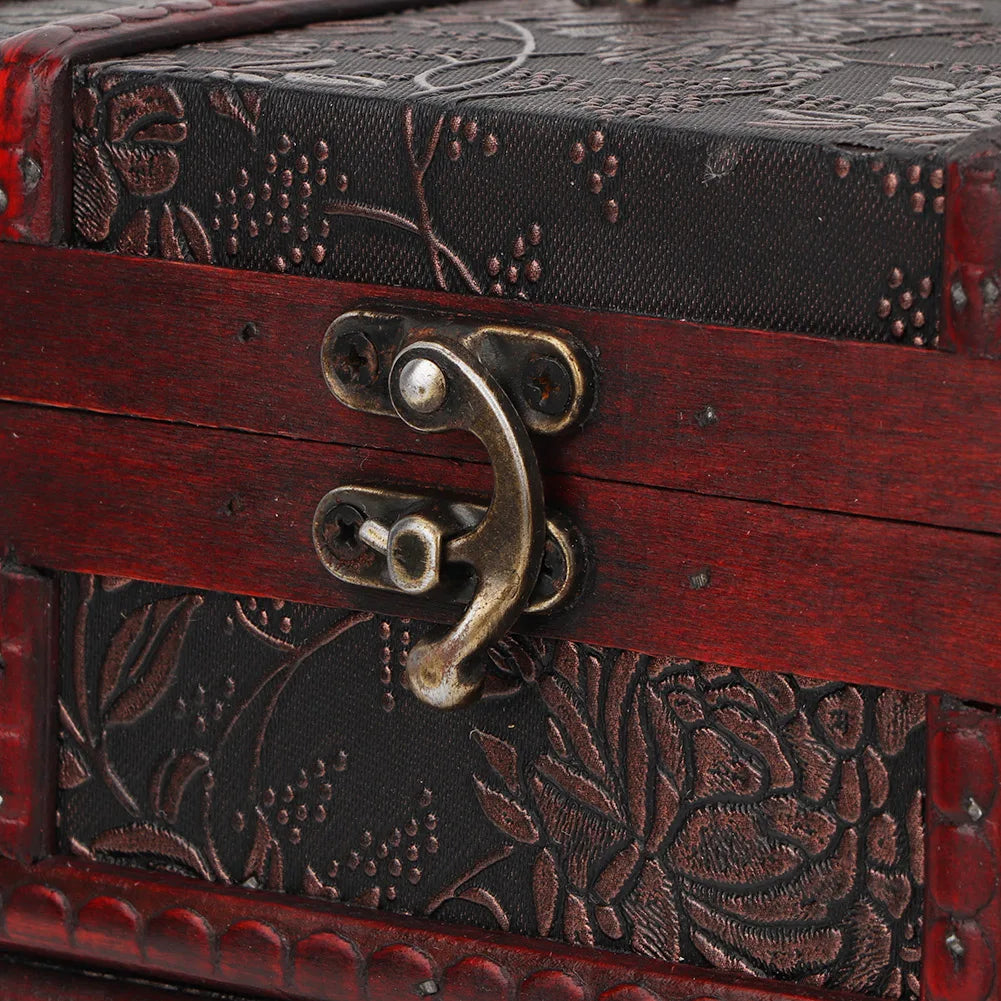 Vintage Wooden Jewelry Storage Chest with Mirror