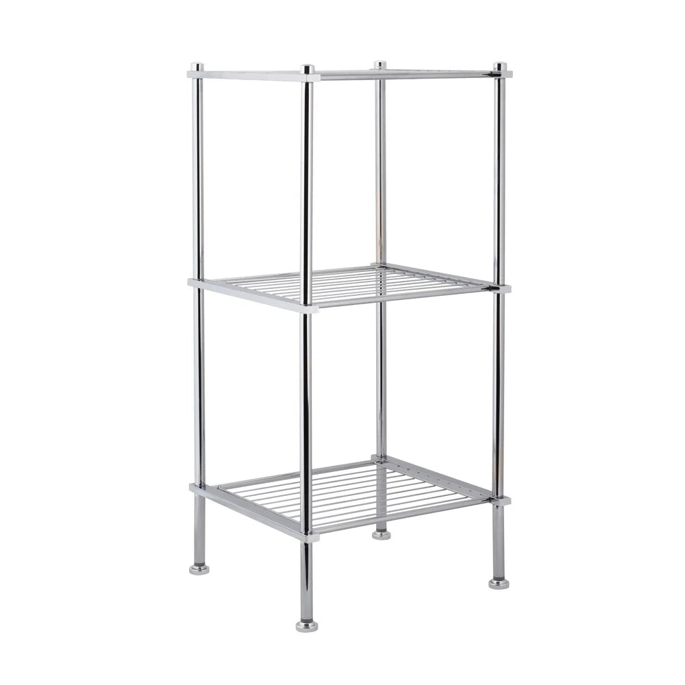 Bathroom Storage Shelf Tower Chrome Steel Organizer