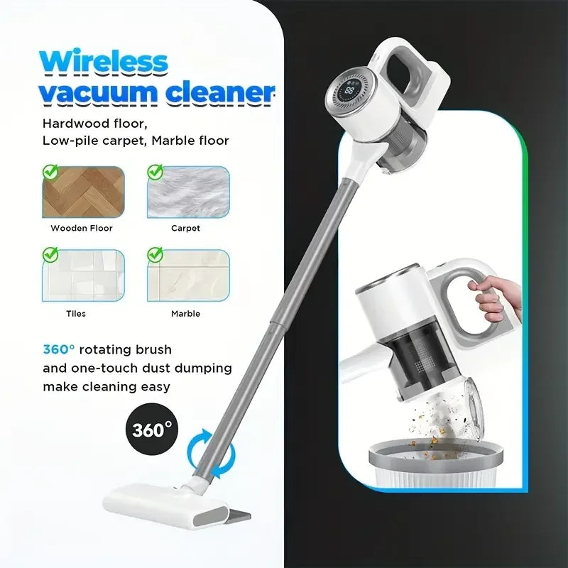 2-in-1 Cordless Vacuum 3-Speed, Long Runtime