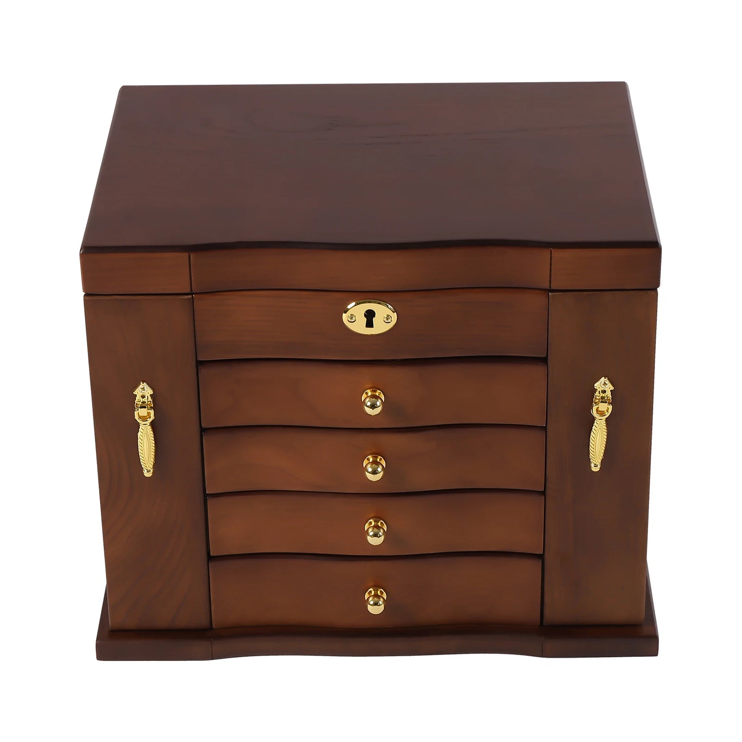 Combo Lock Wooden Jewelry Box with Mirror