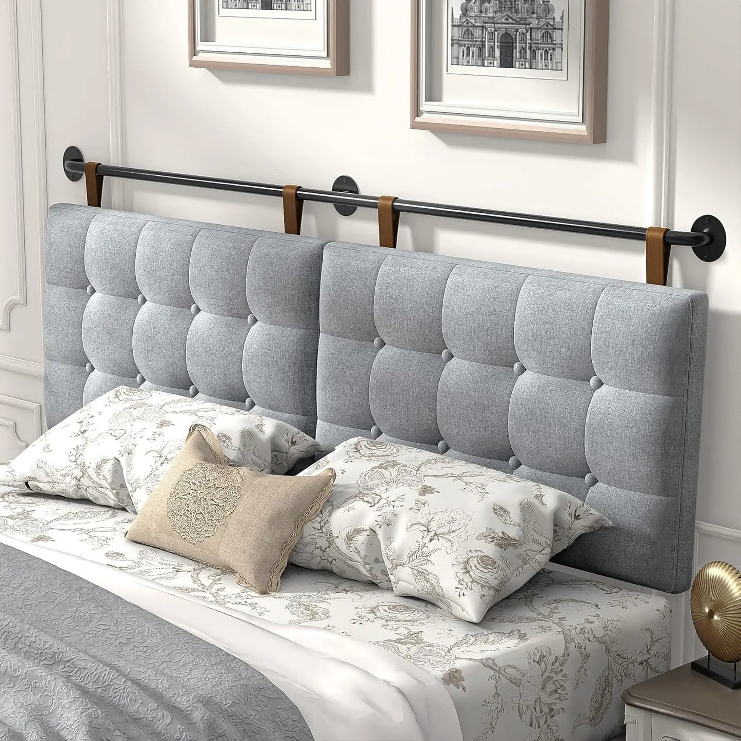 Queen Headboard, Wall Mounted, Upholsterd, Button Tufting