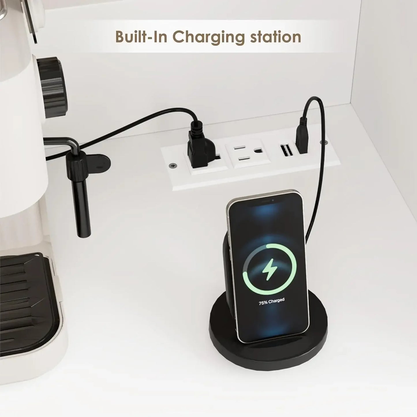 71" LED Kitchen Pantry Cabinet with Outlet