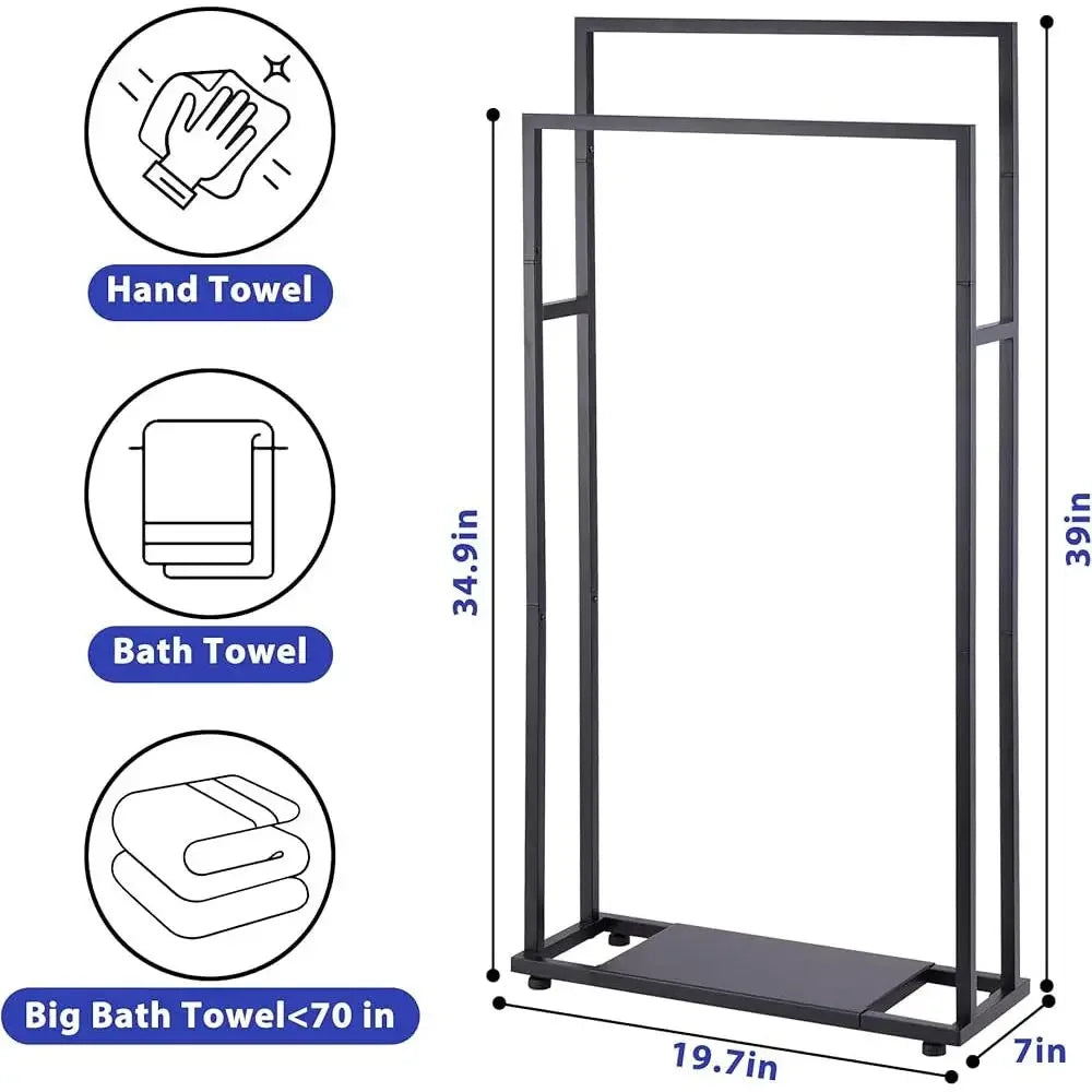 Freestanding Towel Rack Stainless Steel Storage Shelf