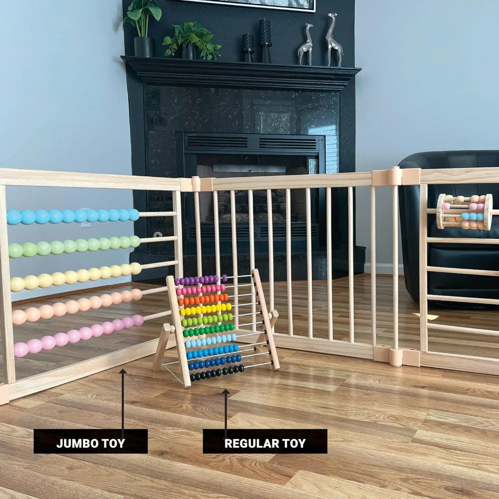 New upgrade-Wooden Playpen Extra Large Adjustable