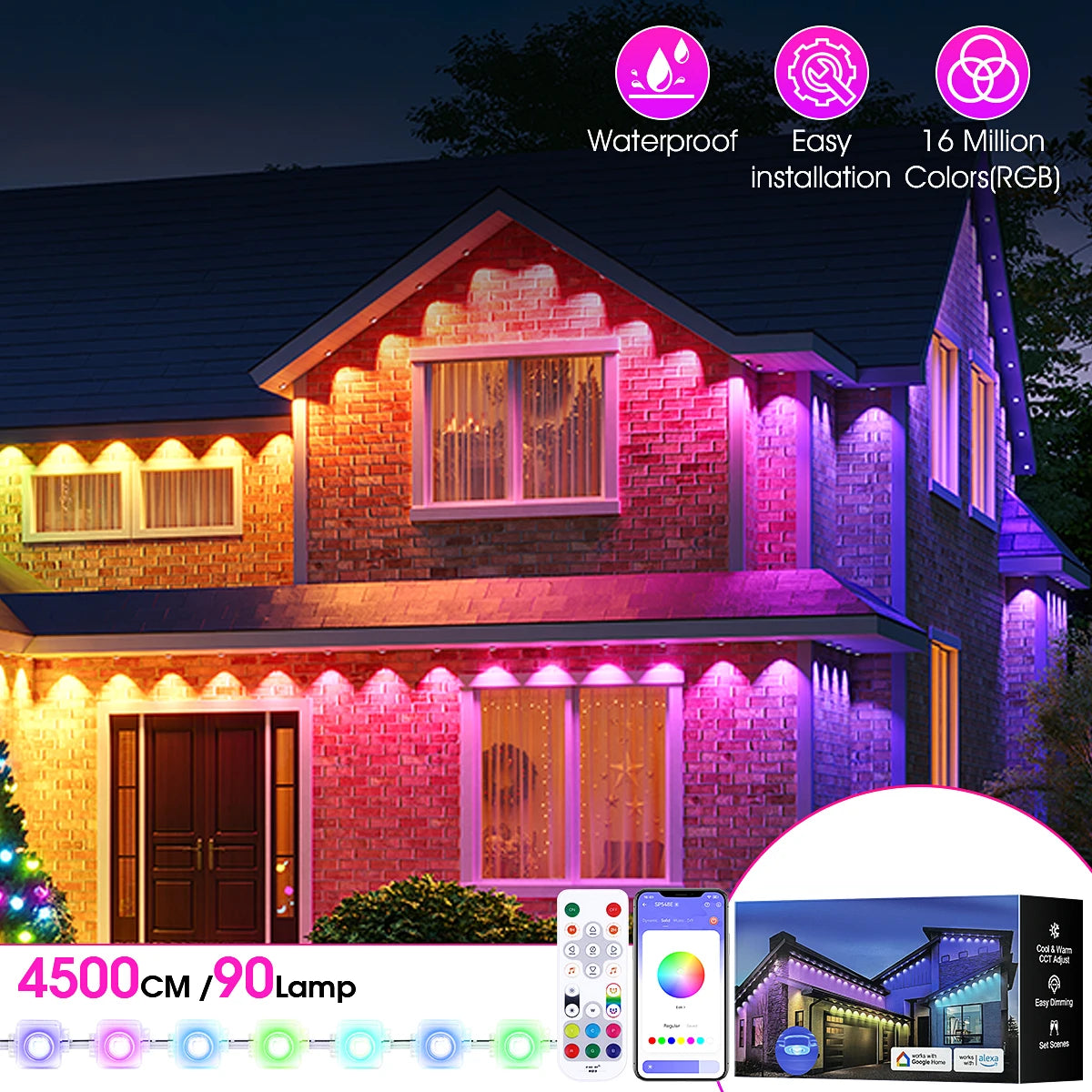 Permanent Outdoor Lights with 60/90 LED Lights