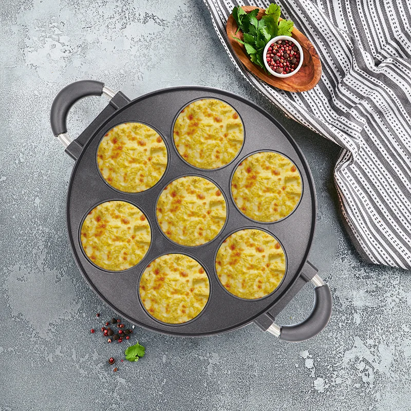 7 Hole Cast Iron Cookware Omelette or Cake Mold