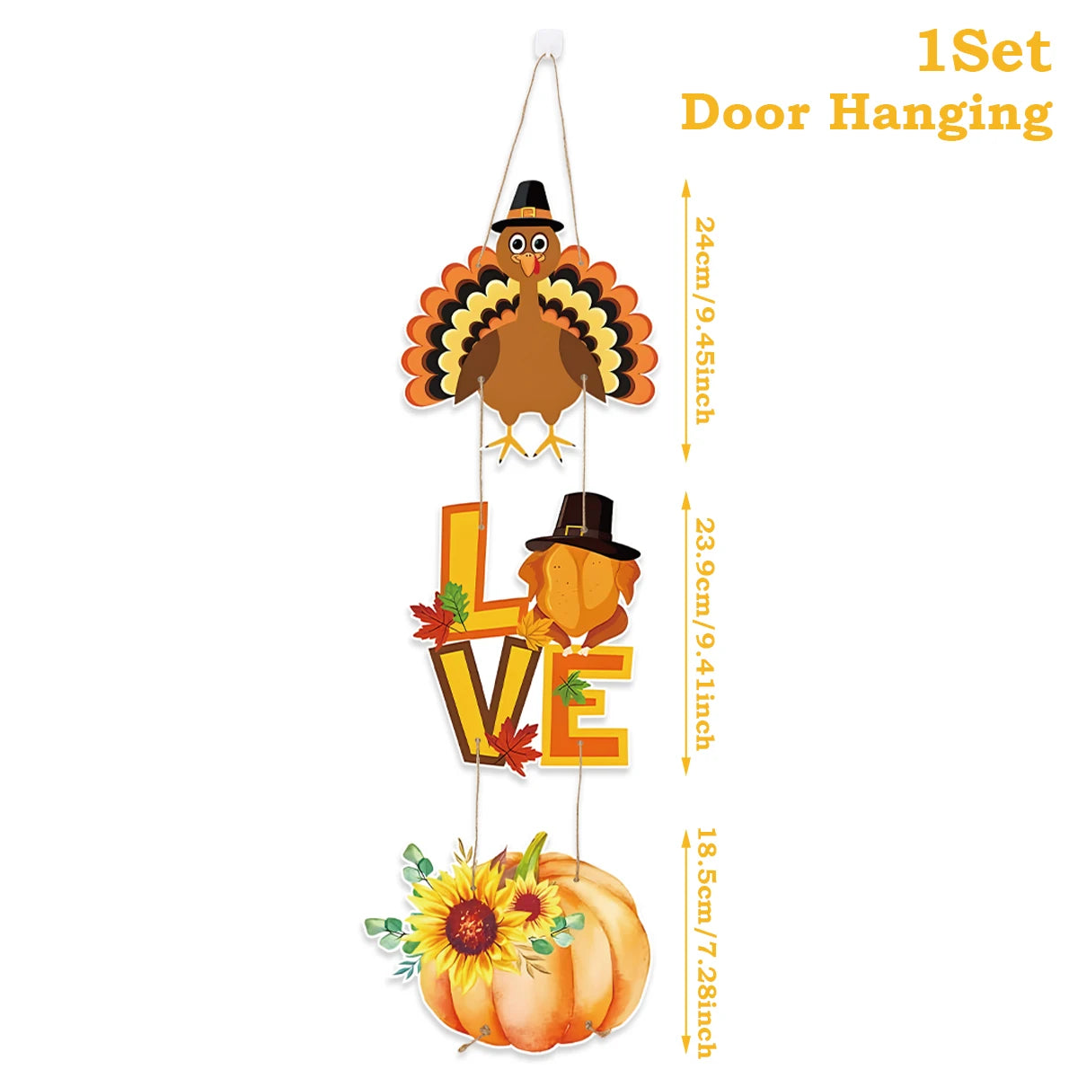 Happy Thanksgiving Day Door Banner Autumn Wreath