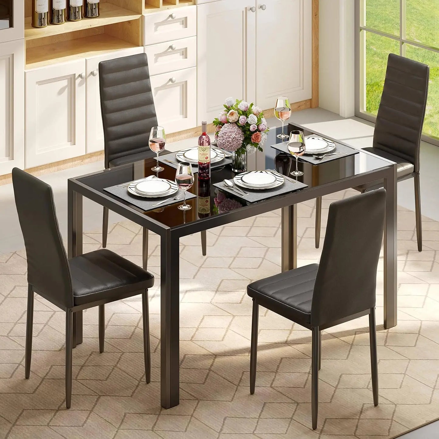 Modern Kitchen and Chairs Table Set for 4
