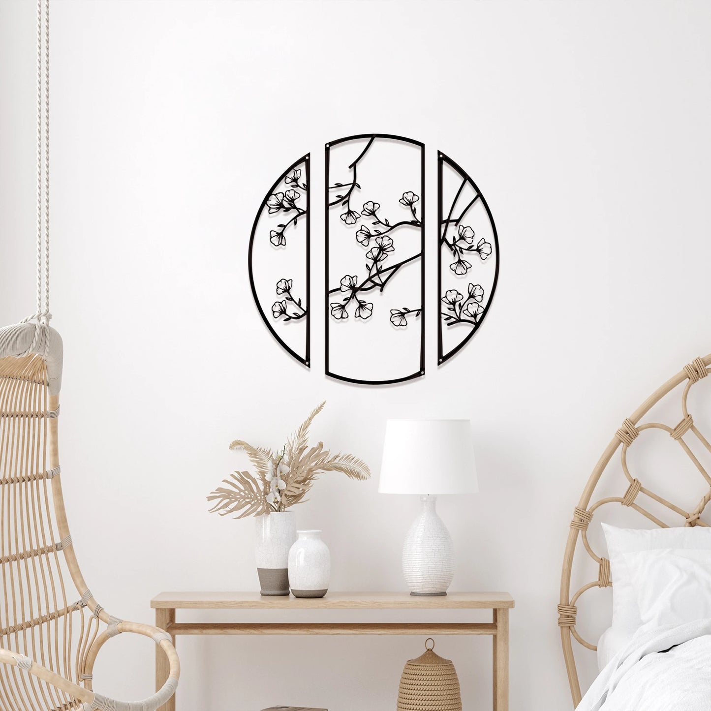 3pcs Creative Metal circle flower wall decor