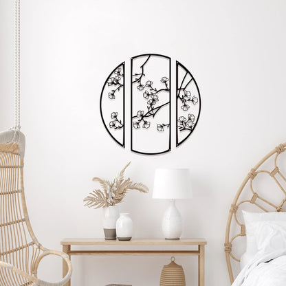 3pcs Creative Metal circle flower wall decor