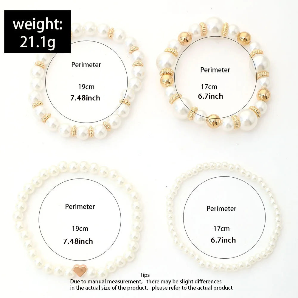 4pc Set Simple White Faux Pearls Beads