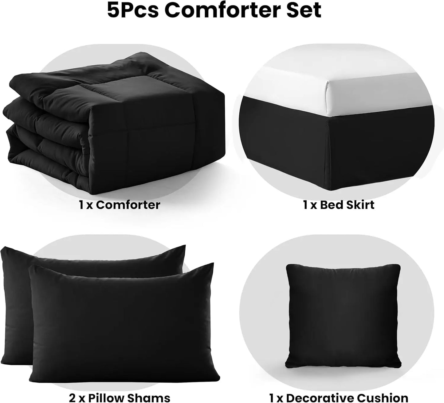 5pc Queen Comforter Set, All-in-One Bed