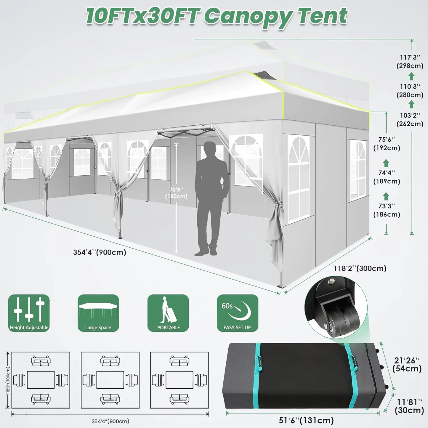 Pop Up Canopy Tent with 8 Removable Sidewalls