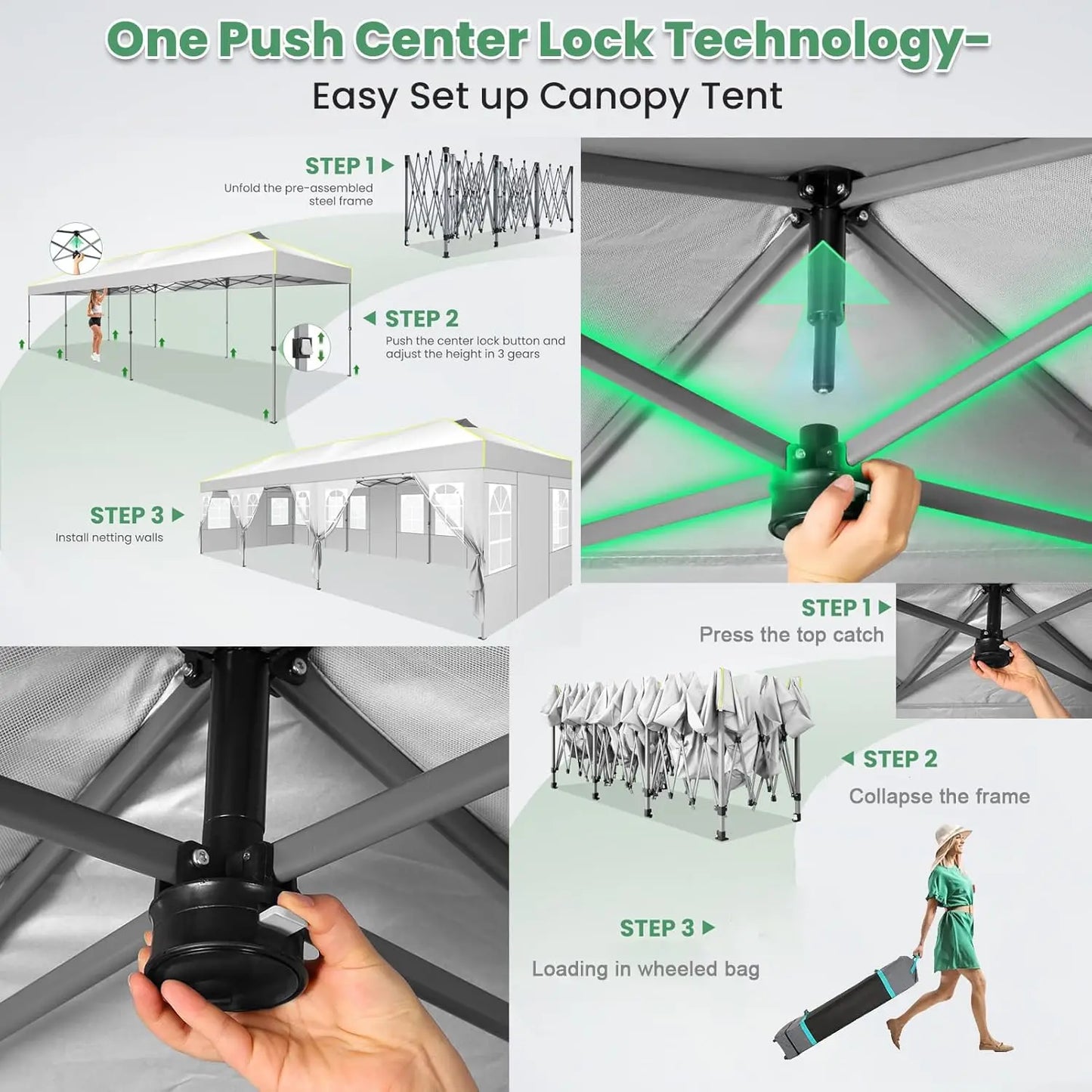 Pop Up Canopy Tent with 8 Removable Sidewalls