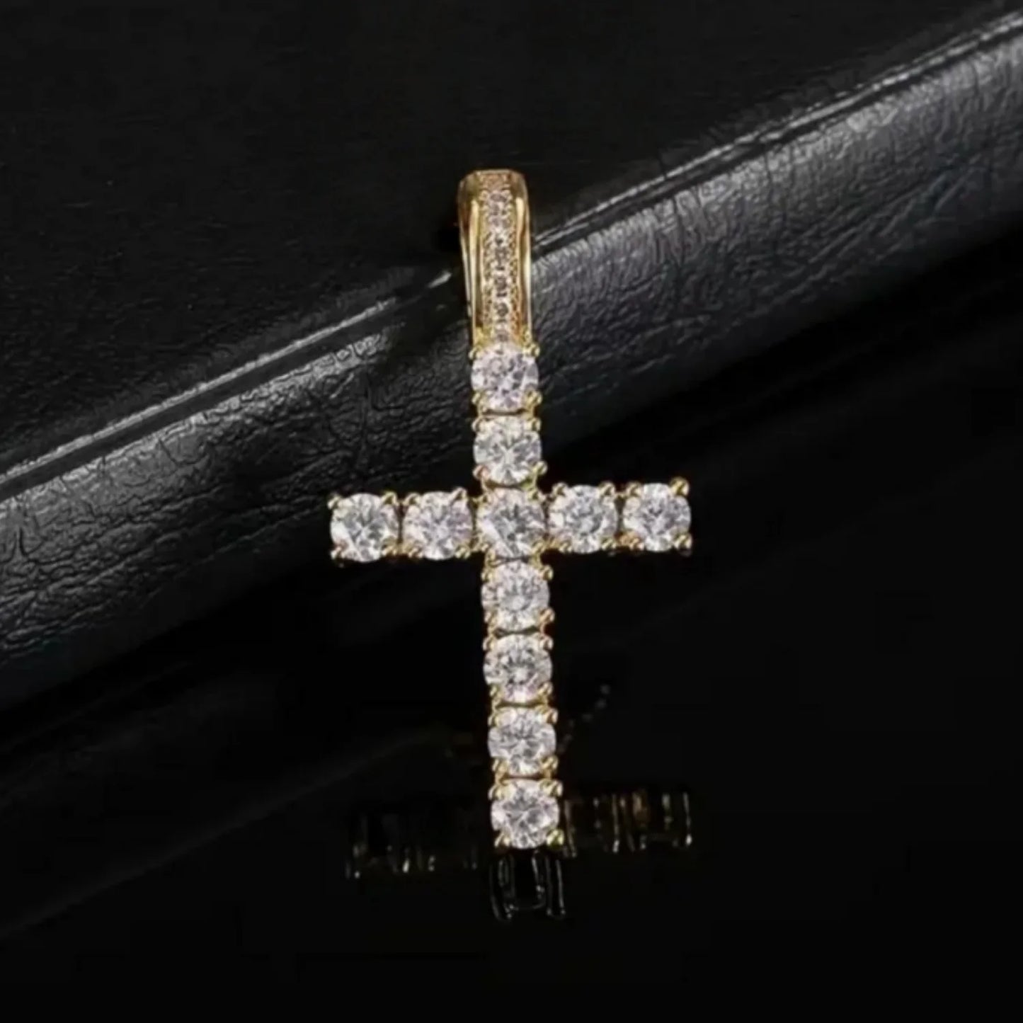 Gold-Plated Hollow Cross Pendant with Clasp
