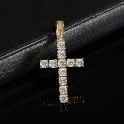 Gold-Plated Hollow Cross Pendant with Clasp