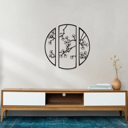 3pcs Creative Metal circle flower wall decor