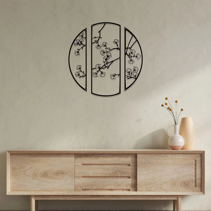 3pcs Creative Metal circle flower wall decor