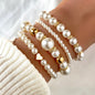 4pc Set Simple White Faux Pearls Beads
