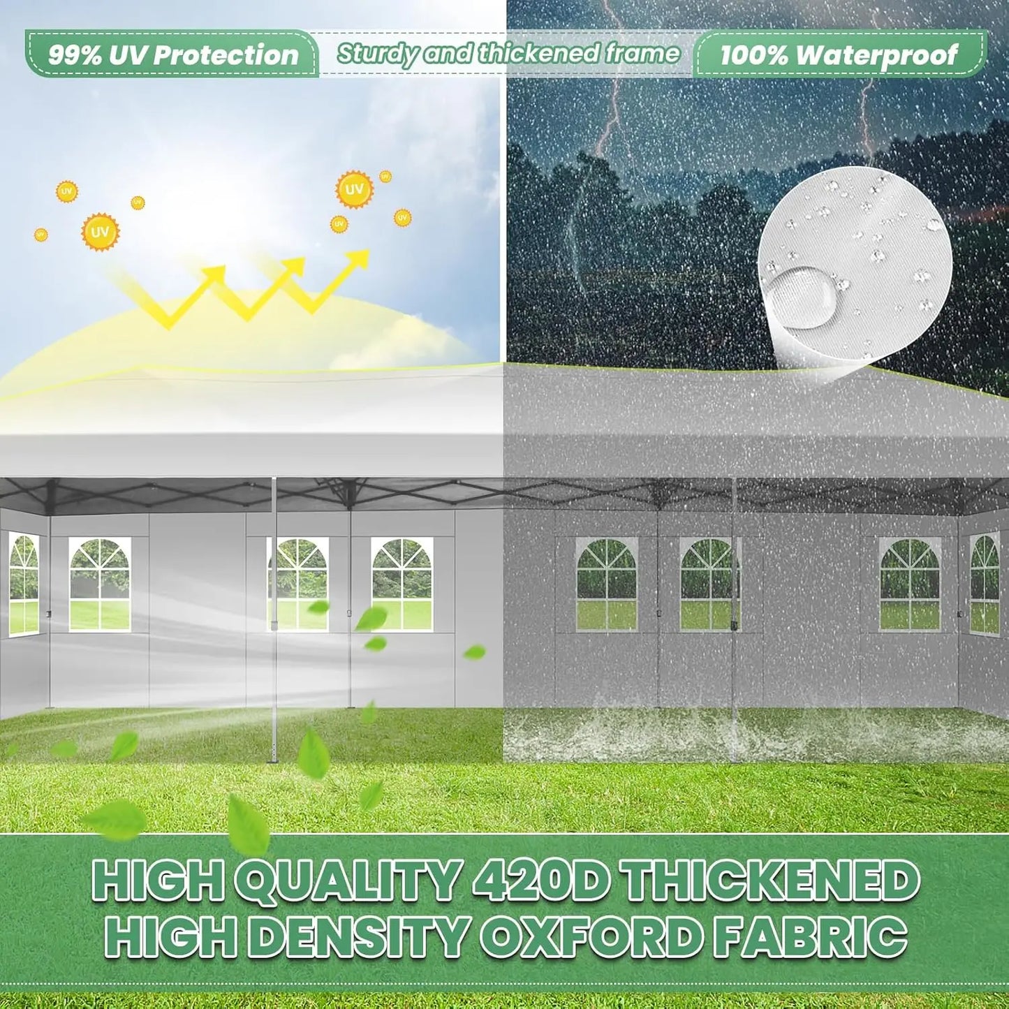 Pop Up Canopy Tent with 8 Removable Sidewalls