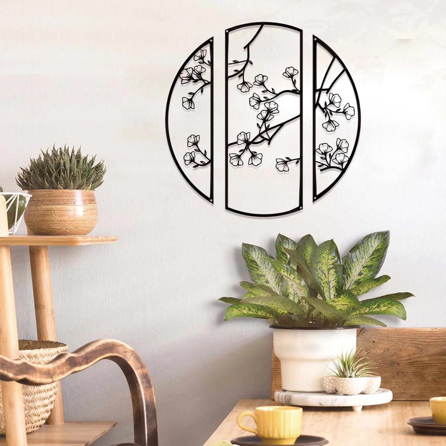 3pcs Creative Metal circle flower wall decor