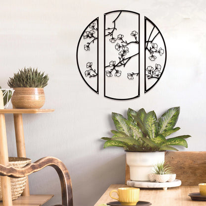 3pcs Creative Metal circle flower wall decor