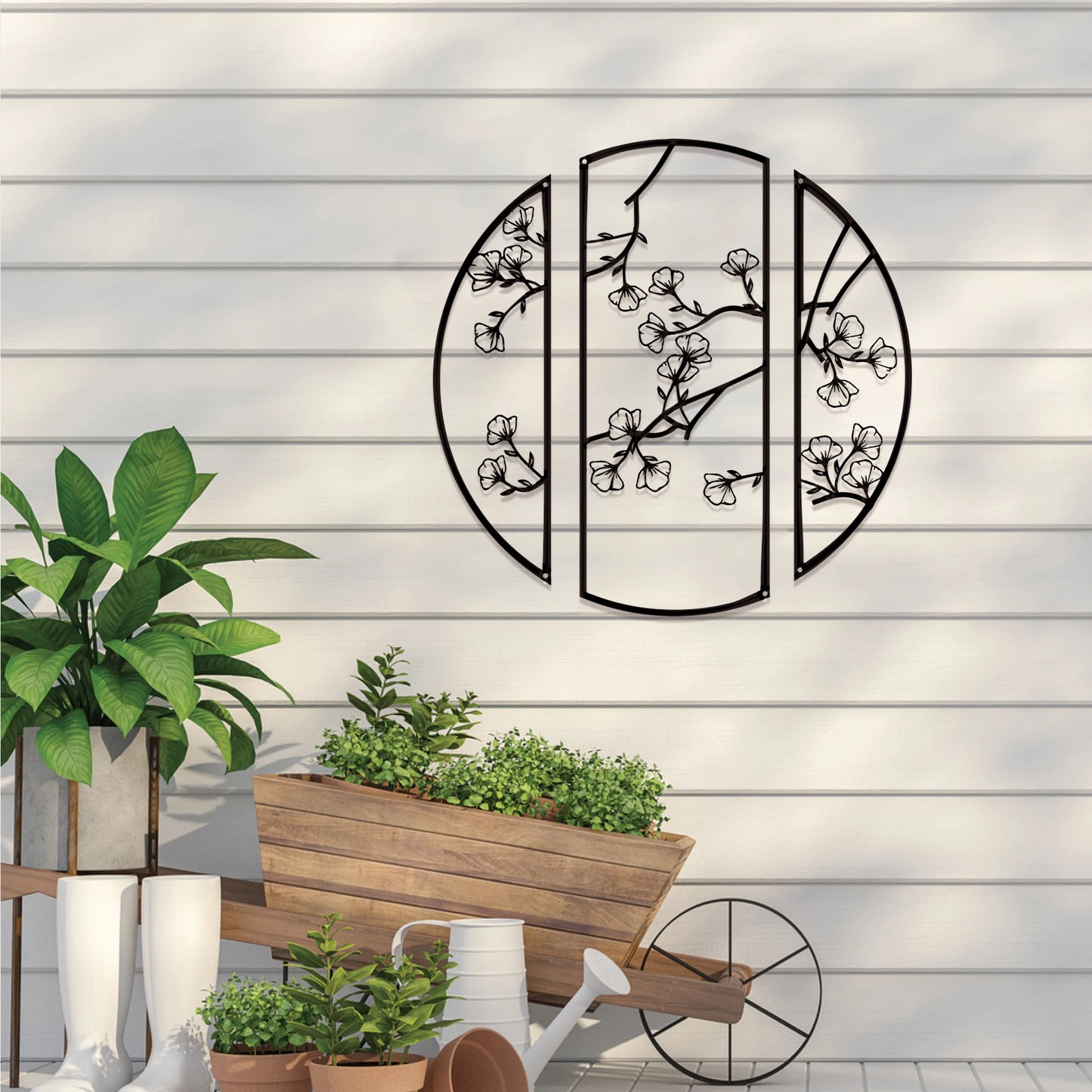 3pcs Creative Metal circle flower wall decor