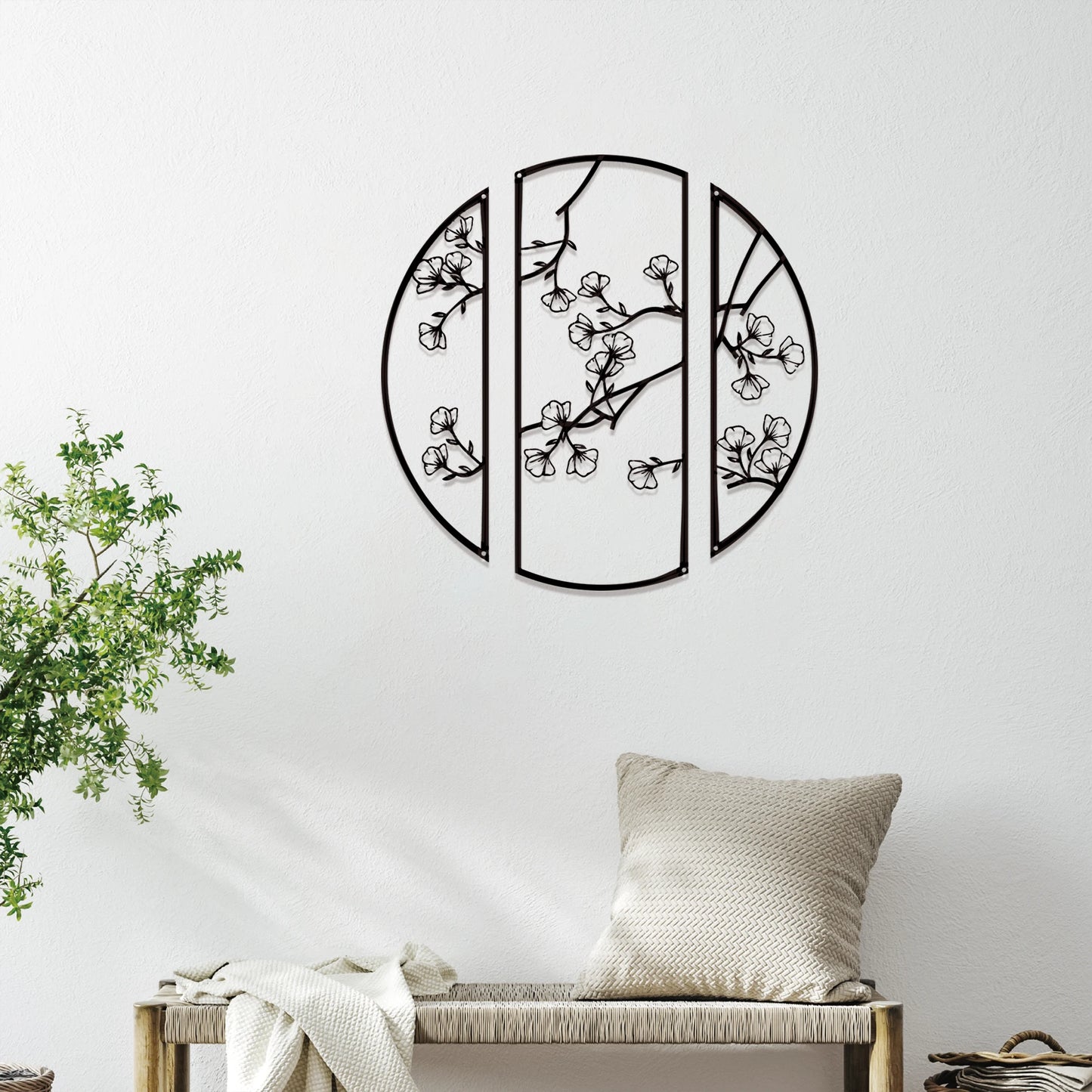 3pcs Creative Metal circle flower wall decor