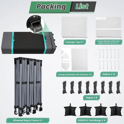 Pop Up Canopy Tent with 8 Removable Sidewalls