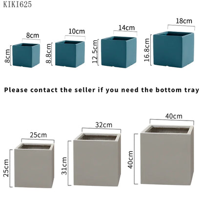 Nordic Color Square Ceramic Flowerpot Large Diameter