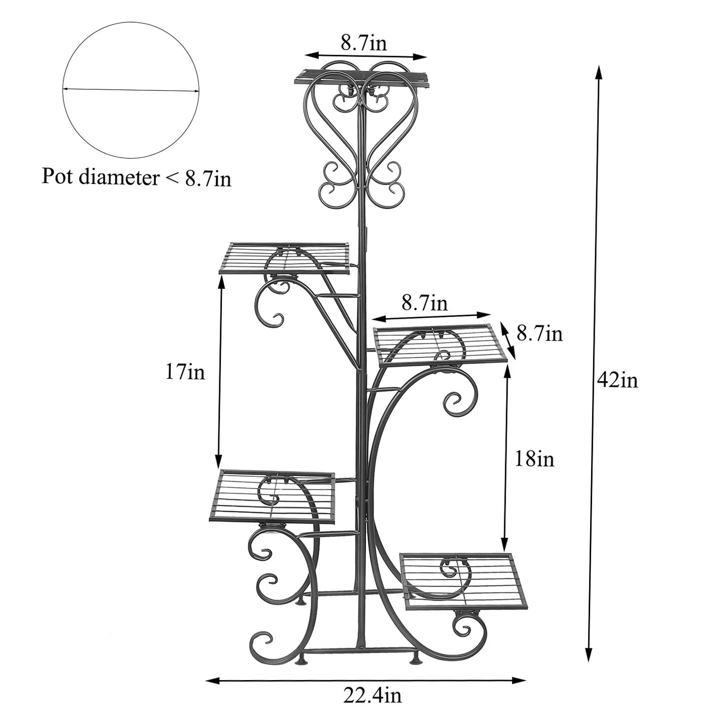 Tall Plant Stand Iron Planter Shelf Rack